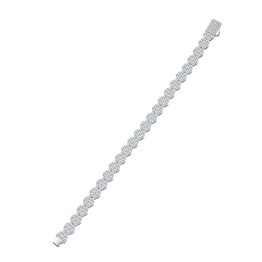 A Luxurious And Fashionable Minimalist Jewelry Bracelet Featuring Top-quality Moissanite, Made Of S925 Silver Electroplated With Platinum.