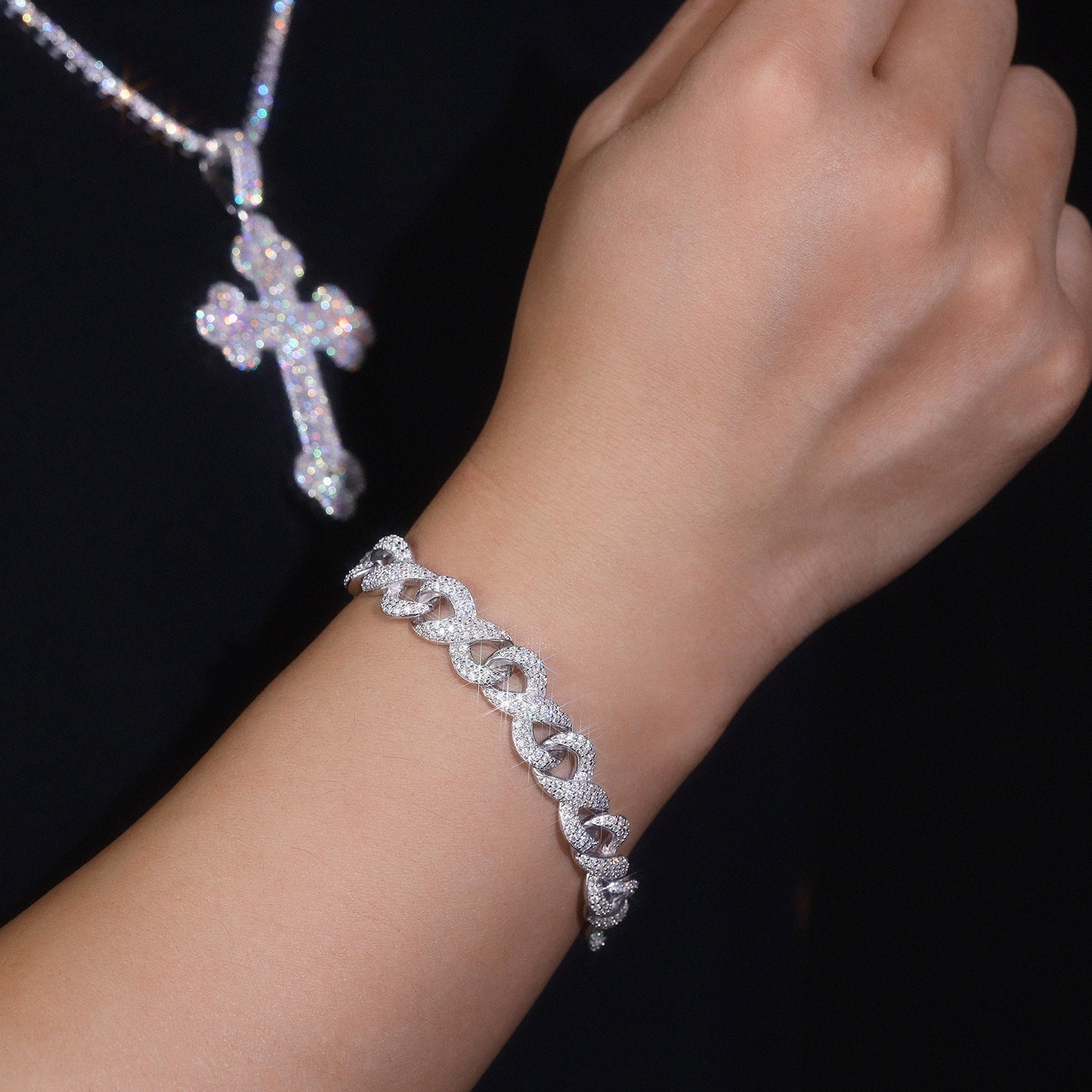Platinum Plated 925 Sterling Silver Moissanite Bracelet GRA certificate