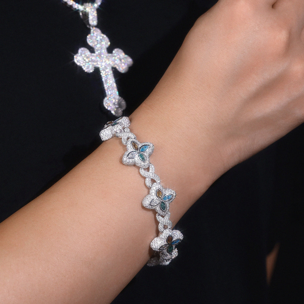 Luxurious Minimalist Moissanite Bracelet Platinum Plated 925 Sterling Silver with GRA Certificate
