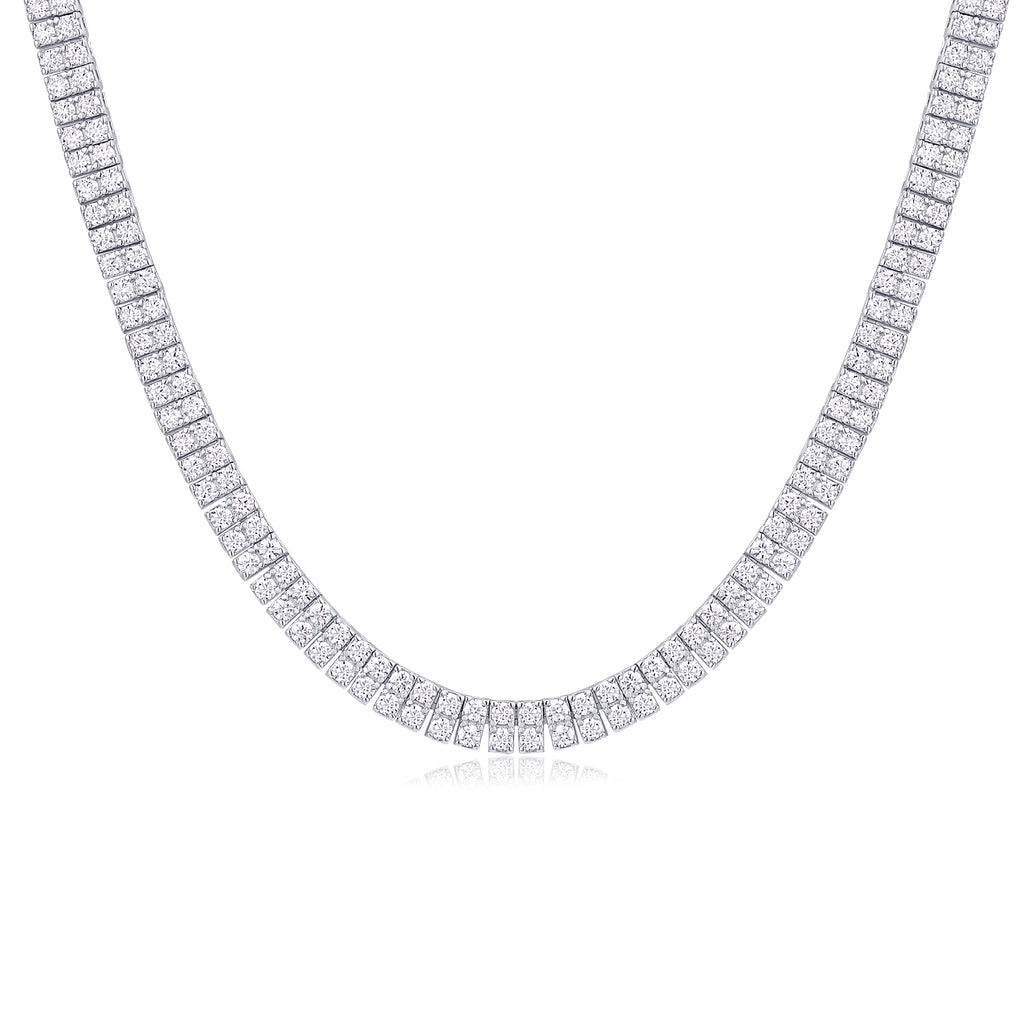 Double Layer Moissanite Necklace Set Platinum Plated 925 Sterling Silver Round Pendant Luxury GRA Certified Jewelry