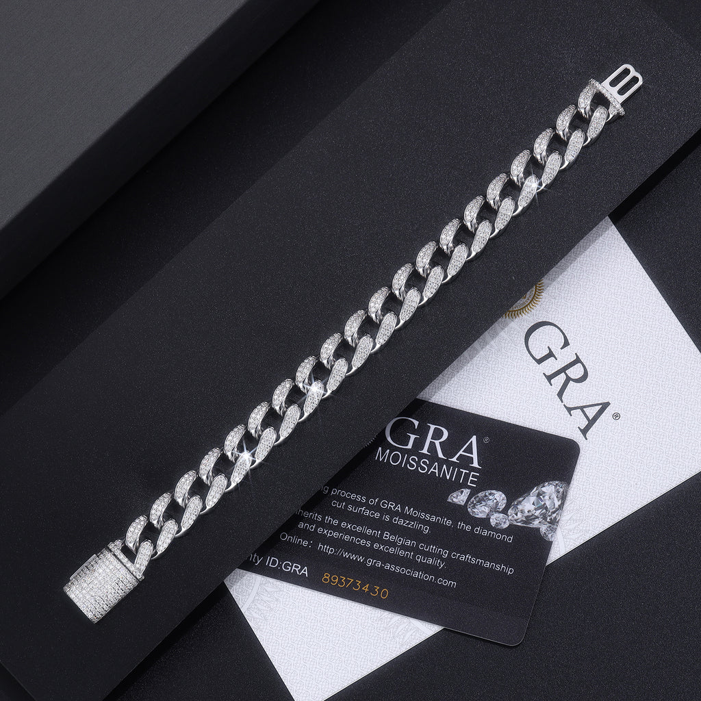 Moissanite Silver Bracelet 925 Sterling Silver Platinum Plated Minimalist Luxury Bracelet with GRA Certificate