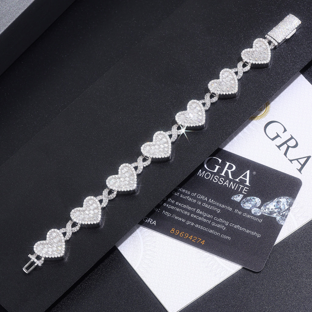 Minimalist Moissanite Bracelet 925 Sterling Silver Platinum Plated Luxury Elegant Bracelet with GRA Certificate