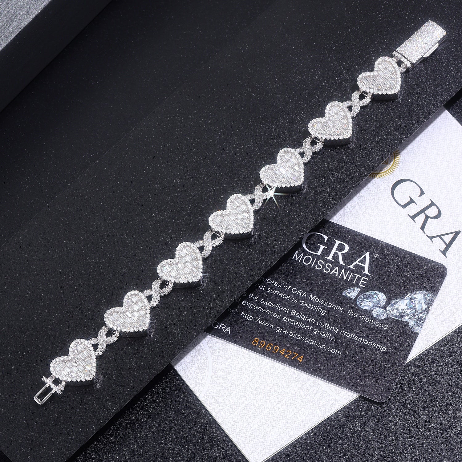 Minimalist Moissanite Bracelet 925 Sterling Silver Platinum Plated Luxury Elegant Bracelet with GRA Certificate
