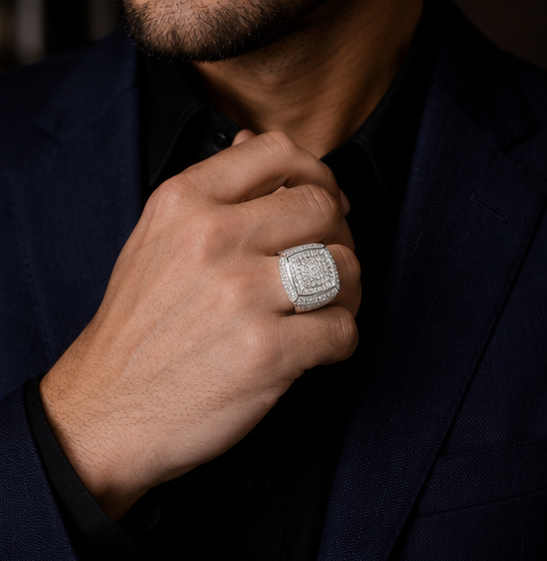 Moissanite Forza Silver Men's Ring — Kova