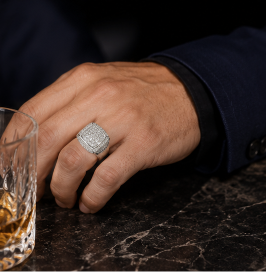 Moissanite Forza Silver Men's Ring — Kova